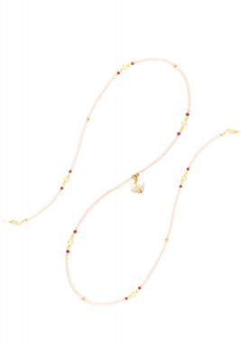 BL Nude Pearls and Beads With a Swarovski Heart Eyeglasses Chain 