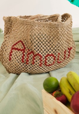 حقيبة شاطئ أمور المصنوعة يدويًا من الجوت -  أحمر