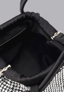 Mini Money Pouch In Black With Diamonds 