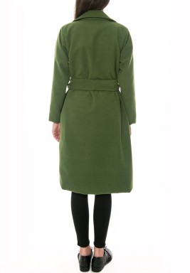 جاكيت زيتي مطرز بالدانتيل محزم