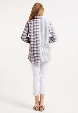 قميص رمادي بلوك غير متماثل