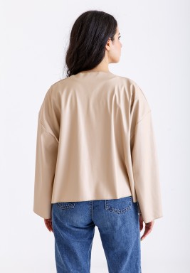 جاكيت جلد بيج 