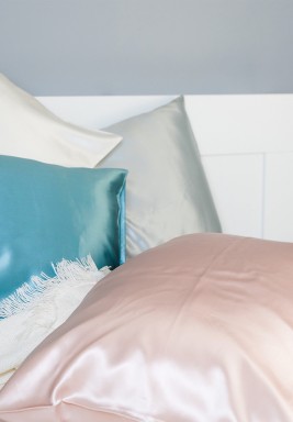 غطاء وسادة حريري لون تركواز لمنع تشابك الشعر