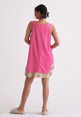 فستان غطاء لرداء السباحة بخامة المنشفة باللون الوردي