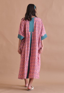 Pink and Green Light Cotton Kaftan