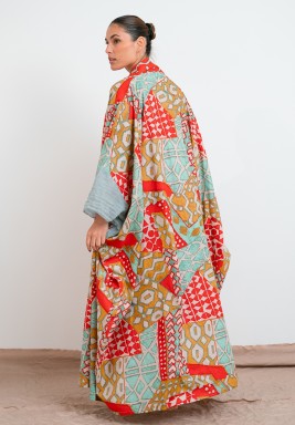 Gray Turtle Neck Dress & Bisht Set