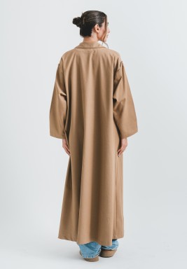 Off-Shoulder Khaki Trench Coat