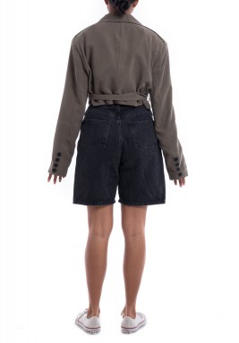 جاكيت كاكي محزم بأكمام طويلة