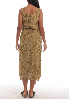 فستان نمري بأربطة بدون أكمام