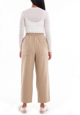 بنطال رياضة بيج بخطوط بيضاء