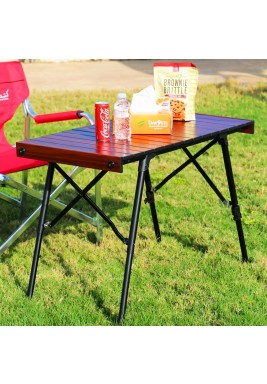 كشتة - طاولة نزهة من الالمنيوم بلون خشبى تنطوى بسهولة مع شنطة تخزين