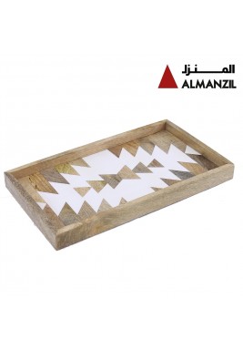 المنزل - صينية من خشب المانجو والراتنج - مستطيلة