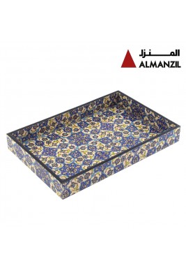 المنزل - صينية تقديم خشبية مع تصميمات عربية 