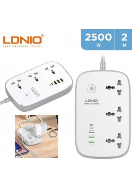 لدنيو - وصلة تمديد كهربائية ذكية مع 3 منافذ كهربائية + 1 منفذ PD  و 1 منفذ QC و 2 منفذ USB