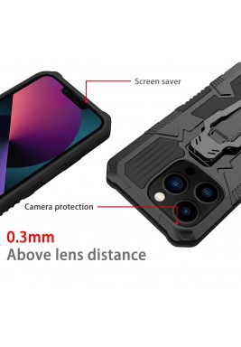 باوري - غطاء حماية أرمور ضد الصدمات مع مشبك وحامل لهاتف آيفون 15 برو