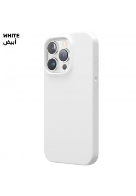 باوري - غطاء حماية سيليكون سائل Magsafe لهاتف آيفون  15 برو - أبيض