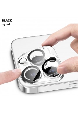 باوري - غطاء حماية لعدسة الكاميرا لهاتف أيفون 15 Plus - أسود