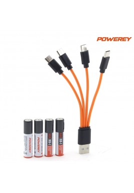 بطارية AAA قابلة للشحن Type-C مع كابل 4 في 1
