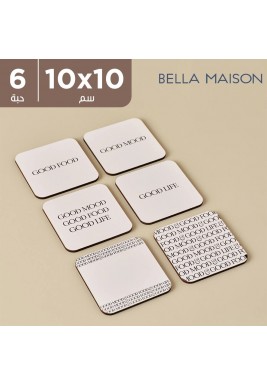 بيلا ميزون - طقم قواعد أكواب بشعارات 10 × 10 سم - 6 حبة