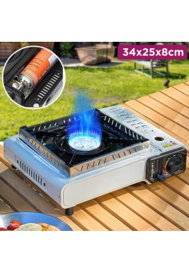 موقد غاز محمول للمخيم شعلة واحدة أبيض - 34 × 25 × 8 سم