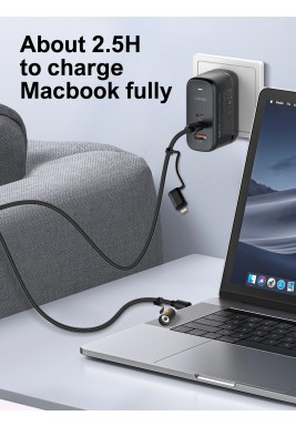 كابل بيانات متعدد 4 في 1 من LDNIO – USB-C إلى USB-C + لايتنينج + إضاءة LED