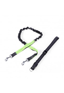 طقم مشي للكلاب حزام ومقود مضاد للصدمات 110-150 سم - أخضر