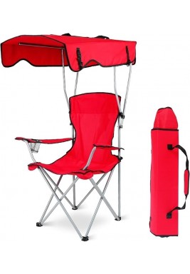 كرسي قابل للطي مع مظلة أحمر 