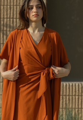 Brick Short Sleeves Cardigan 