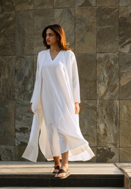 White Long Sleeves Cardigan