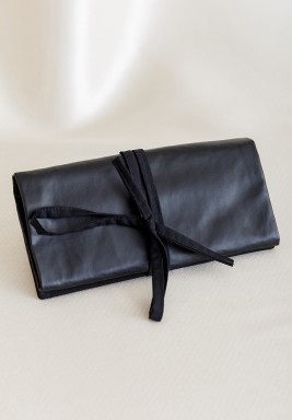 Black Leather Jewelry Pouch