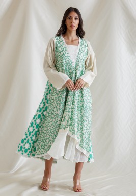 Green Sequined Embroidery Kaftan (Long Sleeves)