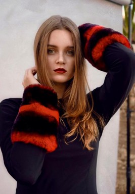 Red Real Russian Fur cuffs