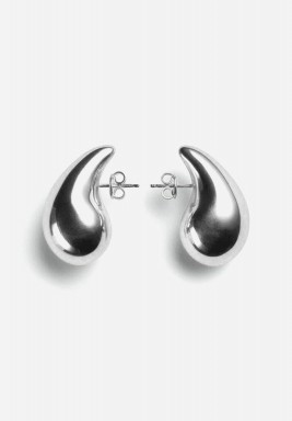 حلق على شكل قطرة - فضي