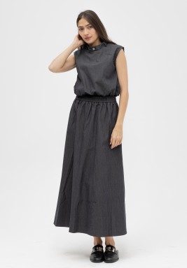 Light Denim Skirt Set in Light Navy